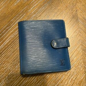 Louis Vuitton Blue Epi Leather Bi Fold Compact Wallet with COA